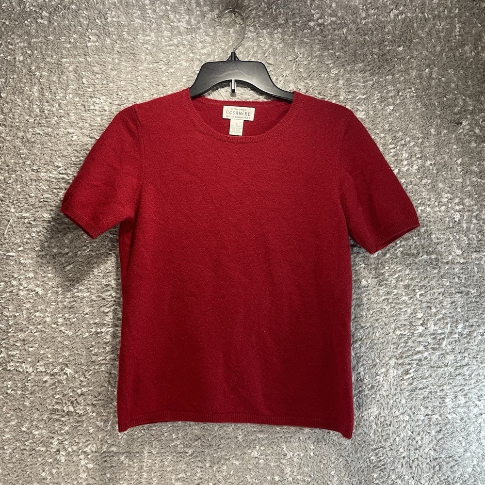 Sutton Studio 100% Cashmere Short Sleeve Sweater Top M Preppy Holidays Academia